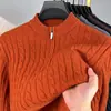 Nuevo Modelo 2026 Suéter de Punto Trenzado con Cuello Henley y Media Cremallera para Hombre, Estilo Coreano Casual, Prendas de Punto de Alta Gama Cleanfit