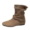 Fivela de Cinto Retrô Gu Yun Bico Redondo Botas Martin Femininas 2026 Outono/Inverno Novas Botas Curtas de Camurça Botas de Motociclista Femininas