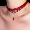 Collar apilado de cuentas de cristal elegante y de estilo femenino para mujer, Cadena para clavícula con diseño de gota de agua de alta gama, Tendencia