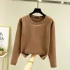Camiseta térmica de cuello redondo para mujer, forrada de forro polar, otoño e invierno, talla grande, forrada de forro polar y engrosada, color liso, efecto adelgazante, capa base de otoño