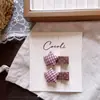 Grampo de cabelo infantil xadrez com botão em formato de coração para outono e inverno, grampo de lã em formato de pentagrama, presilha lateral para franja para meninas