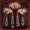 Tocado de hada Hanfu con traje antiguo, chapado en oro, estilo antiguo, flor esmaltada, clip lateral, conjunto completo, borla, paso a paso, sacudida, cabello, súper hada, joyería