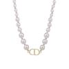 Collar de Perlas CD para Mujer Lujo Ligero Vintage Estilo Chanel Elegante Cadena Clavícula Diseño Nicho Collar de Celebridad de Internet de Alta Gama
