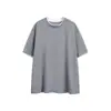 Camiseta Minimalista de Color Sólido, Falsa de Dos Piezas, Marca de Moda, Nuevo Estilo de Verano, Versátil Casual de Manga Corta con Cuello Redondo, Tacto de Alta Gama