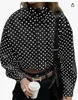 Camisa de Manga Larga con Lunares Nueva Transfronteriza Europea y Americana 2026 para Mujer, Top Casual de Moda Holgado, Artículo Popular de Comercio Exterior