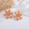 Pendientes de Flor de Rosella con Aguja de Plata 925 Estilo Francés Vintage Estilo Hong Kong Esmalte Flor Roja Pendientes de Botón Flor Pequeña Tridimensional Joyería