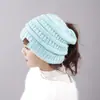 Gorro de Punto Cálido para Invierno al Aire Libre Transfronterizo, Gorro Grueso de Punto para Pullover, Gorro de Lana de Moda Deportiva para Cola de Caballo