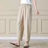 Pantalones Casuales de Verano Finos Sueltos para Mujeres de Mediana Edad y Mayores, Elegantes Pantalones Cropped Rectos de Cintura Alta con Caída