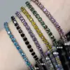 Pulsera de tenis de moissanita de color cruzada para mujer estilo celebridad de internet ins cadena de tenis de moissanita de plata de ley S925