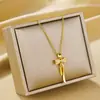 Estilo Lujo Ligero Gama Alta Colgante de Borla con Lazo Micro-pavimentado de Circonita Accesorios Collar de Acero de Titanio Collar de Moda con Temperamento para Mujer