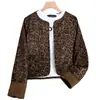 Chaqueta Corta Estampado Leopardo Bloques de Color Parche Coco Estilo Mujer 2026 Primavera Otoño Nueva Chaqueta Superior Estilo Melade para Mujer