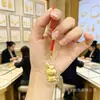 Oro puro 999 trae riqueza y buena fortuna, llavero de caballo pequeño, correa para teléfono, colgante para bolso, regalo al por mayor