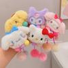 Lazo para el cabello de Kuromi Cuerda para el cabello para niños Lindo Sanrio Lana Dibujos animados Tendones de goma Accesorios para el cabello de niña con bola de cola de caballo