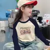 Ropa interior térmica de forro polar para niñas Otoño Invierno Estilo Nuevo Ropa interior para niños medianos y grandes Camiseta de manga larga con bloques de color cálido y elegante Parte superior de cuello redondo