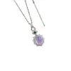 Collar Colgante Cabujón Morado Violeta Tipo Hielo Natural para Mujer, Elegante Colgante Cabujón de Moda Nuevo Estilo Chino