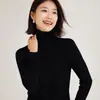 Suéter Pulôver Feminino de Tricô Cashmere Cor Sólida com Borda Enrolada e Gola Sobreposta, Manga Longa, Caimento Solto, Efeito Emagrecedor
