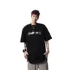 Camiseta de Manga Curta com Ombreira Brilhante Metalizada para Homens, de Alta Qualidade, Bonita e Casual, com Gola Redonda, Tendência