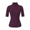 Top Sexy de Chica Popular con Medio Cuello Alto y Manga de Tres Cuartos Primavera 2026 Ajustado a la Cintura Camiseta Básica Ropa Interior