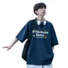 Camiseta de Manga Curta para Homens 2025 Verão Marca Tendência Estilo Hong Kong Ins Solta Manga Curta Juvenil Camiseta da Moda Tops para Homens
