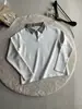 Camisa Polo de Cuadros Príncipe de Gales de Alta Calidad, Estilo Elegante y de Alta Inteligencia Serie Miu, Corte Ajustado, Camiseta de Manga Larga con Solapa Ancha Corta