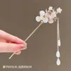 Horquilla con borla de orquídea y magnolia antigua, estilo nuevo, estilo chino, elegante, con placa trasera, estilo nacional, accesorios para el cabello sencillos y elegantes.