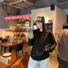 Suéter blanco casual y versátil con camiseta de manga larga para mujer en otoño, top básico casual holgado con efecto adelgazante