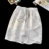 Shorts de seda helada tie-dye para hombre, pantalones deportivos rectos holgados finos de verano, marca de moda, shorts casuales frescos y de secado rápido