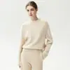 Suéter de punto con hilo floral de cuello redondo y diseño de hombro raglán, estilo relajado para mujer, nueva colección otoño/invierno 2026 100% cachemira Bai Cai Rong