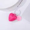 Llavero colgante de corazón sonriente de color sólido con cuentas de dopamina de moda, doble cara, grande, decoración de bolsa de regalo DIY
