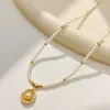 Colar de Pérolas com Pingente Vazado em Forma de Gota de Água de Luxo Leve de Alta Qualidade, Corrente de Clavícula Elegante e Versátil para o Dia a Dia
