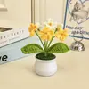 Planta en Maceta Tejida a Mano Nomeolvides Decoración para el Hogar Flor Artificial Tejida Hilo Crochetado Ramo Regalo Transfronterizo
