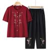 Traje de Verano de Algodón y Lino de Manga Corta para Abuela, Cárdigan para Mujeres de Mediana Edad y Ancianas, Traje Tang, Ropa para Anciana, Camisa de Madre