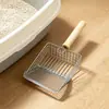 Pá para Areia de Gato em Aço Inoxidável Duas em Uma Pá de Metal para Areia de Gato Pá de Fezes de Gato com Furos Finos Suprimentos para Animais de Estimação