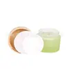 Frasco de vidrio transparente para crema de 50g con tapa de veta de madera, cara esmerilada, para crema de ojos, cosméticos, frasco vacío