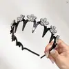 Diadema Coreana de Flor de Pedrería con Ola para Mujer, Peinado de Verano, Diadema de Corona Alta, Pinza para Recoger el Cabello al Lavar la Cara