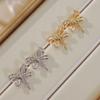 Pendientes de perlas con lazo de plata S925, figura bicolor amarilla y blanca con accesorios de perlas de 9-10 mm sin cuentas