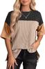 Amazon 2025 Camiseta de Mujer Transfronteriza Europea y Americana de Cuello Redondo, Moderna y Versátil, Top Tricolor Casual y Elegante