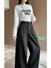 Pantalones de Traje para Mujer 2026 Nuevo Verano Americanos de Tiro Alto Ropa de Trabajo Negros de Pierna Ancha para Mujer Pierna Recta Ajustada Plátano Casual
