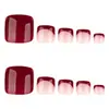 Uñas de Pie Usables Rojas Sencillas, Uñas Cuadradas Cortas, Uñas Rojas Estilo Francés de Venta Caliente Transfronteriza, Piezas de Uñas de Pie Usables al por Mayor