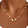 Latón Bañado en Oro Real Cruz Europea y Americana Transfronteriza Más Vendida Colgante de Clip de Papel Entrelazado Incrustado con Circonita Collar para Mujer