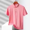 2026 Camisa Polo Masculina Casual de Seda de Gelo Verão Alta Qualidade Sem Costura Manga Curta Respirável Estilo Casual Maduro