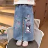 Pantalones rectos de pierna ancha de otoño para niñas, pantalones vaqueros holgados versátiles para niños, pantalones casuales para niños mayores