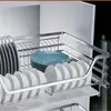 Aço inoxidável 304 sólido amortecimento buffer gaveta de cesta extraível de armário escorredor de pratos escorredor de pratos de cozinha de camada dupla