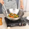 Wok Comercial de Acero Inoxidable 201 Engrosado Binaural Grande Doble Mango Sin Recubrimiento Cantina Hotel