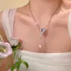 Collar de Mariposa con Perlas Ins Explosivo Lujo Ligero Versátil para Mujer Cadena de Clavícula de Alta Gama Moda Distintiva Verano