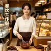 Uniformes de trabajo personalizados para catering con impresión de logotipo, colección de otoño, polos de manga larga para gerentes de tiendas de té de leche y café, uniformes para el personal de servicio y sudaderas para mujer