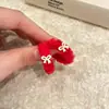 Brinco de Argola com Laço de Pelúcia Outono e Inverno Feminino Quadrado Redondo Rosto Pequeno Brincos Fivela de Orelha Moda Doce Personalizado