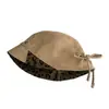 Sombrero de pescador retro con estampado de leopardo y retazos para mujer, adecuado para primavera, otoño e invierno, versátil, estiliza el rostro, protección solar, plegable, de ala ancha