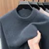 Suéter cálido de lana cachemir para otoño e invierno para hombre, cuello redondo, estilo papá de mediana edad, nuevo suéter liso para hombre, camiseta básica para hombre