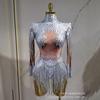 Body Elástico Multicolor con Borla de Diamantes Brillantes Traje de Escenario para Danza Latina Disfraz de Performance para DJ Cantante Bailarín Cosplay